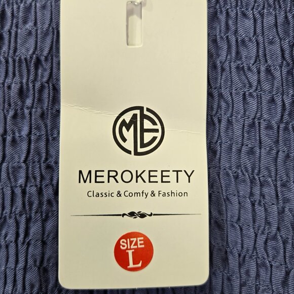 NWT Blue Long Sleeve Midi Ruffle Bottom Dress – Size Large - Picture 3 of 5